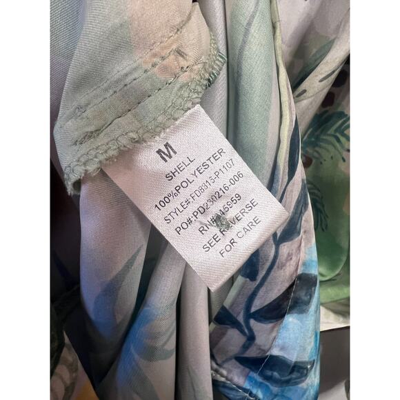 Dress Forum Los Angeles Size MED Maxi Silky Collar Button Down Tropical - Picture 4 of 6